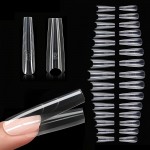 Tipsuri duble 240 bucati Sandwich Dual Nail Form Tips Transparente Cod TPS222BB Patrate